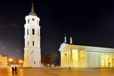 Vilnius katedral yer kış akşam saat