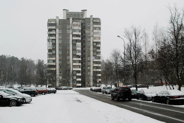 Zima w stolicy Litwy Wilnie dzielnica Seskine — Zdjęcie stockowe