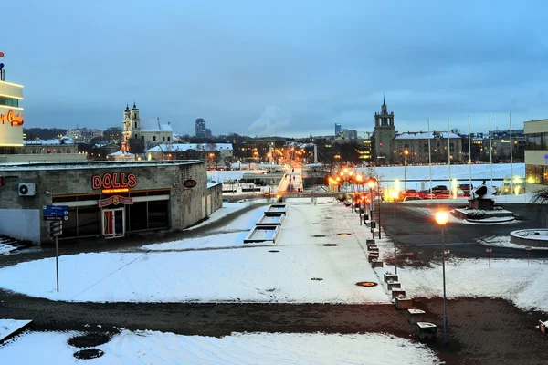 Panorama de tiempo Vilnius ciudad blanca mañana de invierno — Foto de Stock