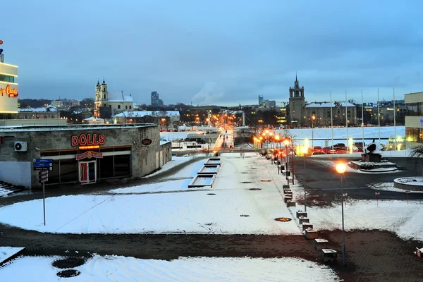 Ville de Vilnius Blanc Hiver Matin Heure Panorama — Photo