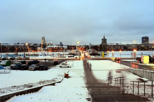 Vilnius Stadt weiß Winter Morgen panorama — Stockfoto