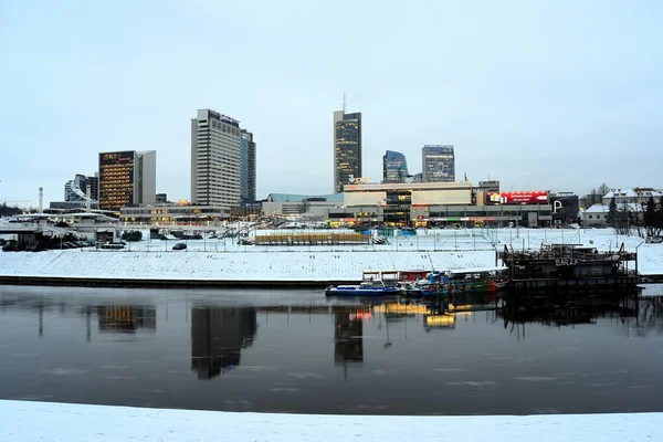 Vilnius Winter wolkenkrabbers ochtend tijd Panorama — Stockfoto