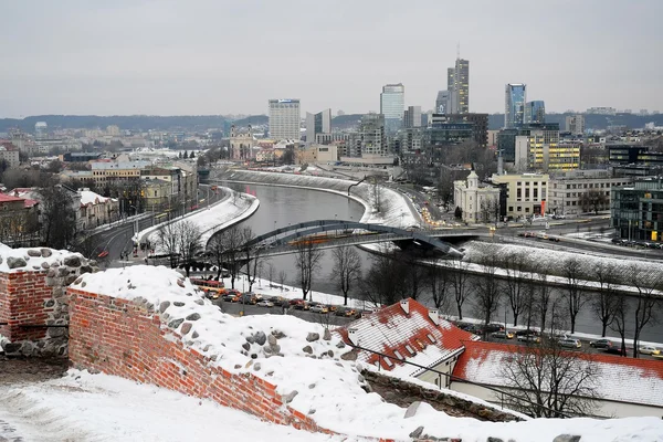 Vilnius Winter Panorama z wieży zamku Giedymina — Zdjęcie stockowe