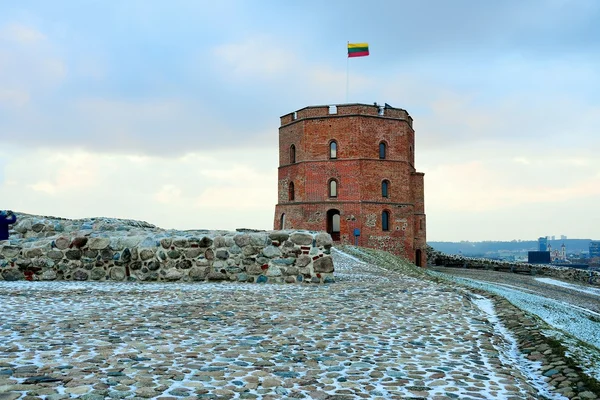 Башня замка Гедиминас на холме в Вильнюсе — стоковое фото