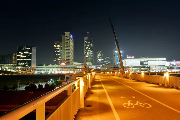 Vilnius Winter wolkenkrabbers avond tijd Panorama — Stockfoto