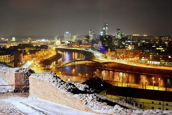 Vilnius Winter Panorama van Gediminas kasteel toren — Stockfoto