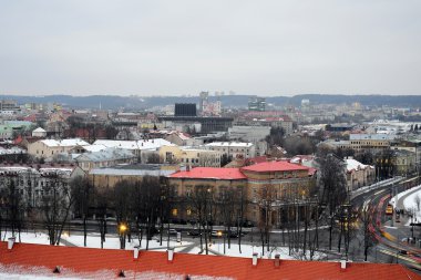 Vilnius kış Panorama Gediminas Castle Tower