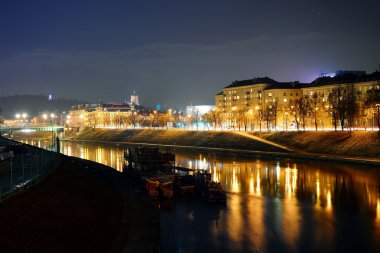 Vilnius şehir gece kış Panorama Ligts içinde