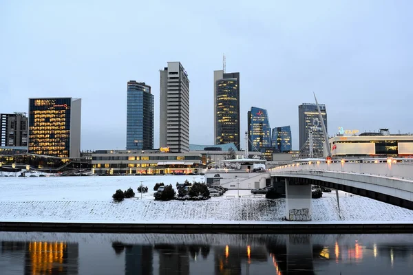 维尔纽斯冬季摩天大楼早上时间全景 — 图库照片