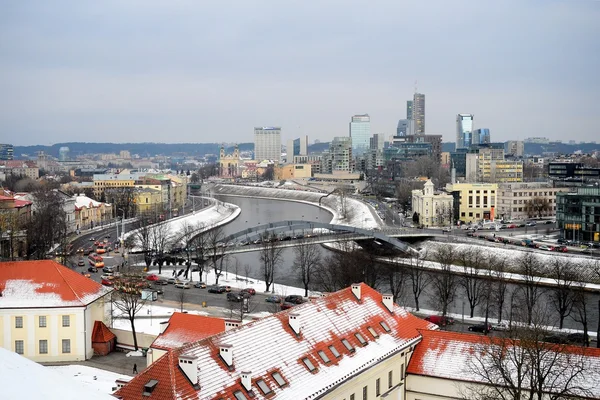 Vilnius Panorama de Inverno da Torre do Castelo de Gediminas — Fotografia de Stock