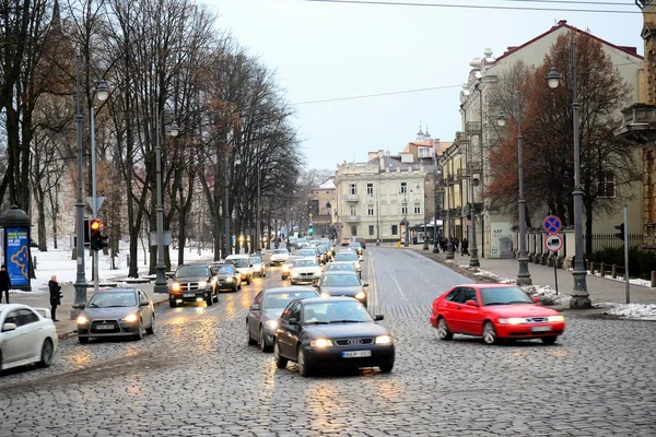 Vilnius sen morgon tiden vintern med stadsutsikt — Stockfoto