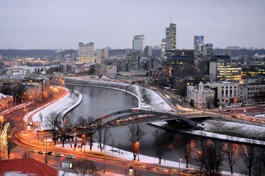 Vilnius kış Panorama Gediminas Castle Tower