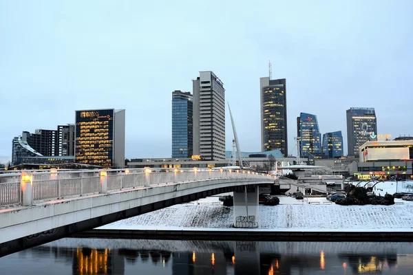 Vilnius Vinter Skyskrabere Morgen tid Panorama - Stock-foto