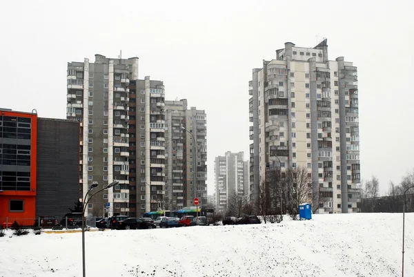 Inverno nella capitale della Lituania Vilnius città distretto di Seskine — Foto Stock