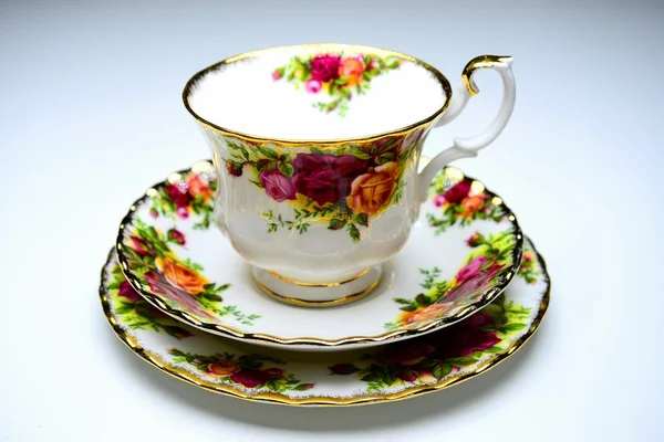 Legendary china porcelain tea set Country Roses in private colection — Stock Photo, Image