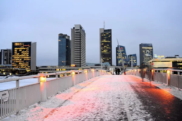 Vilnius Winter Skyscrapers Morning Time Panorama — Stock Photo, Image