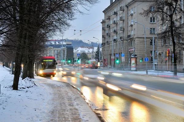 Panorama de tiempo Vilnius ciudad blanca mañana de invierno —  Fotos de Stock