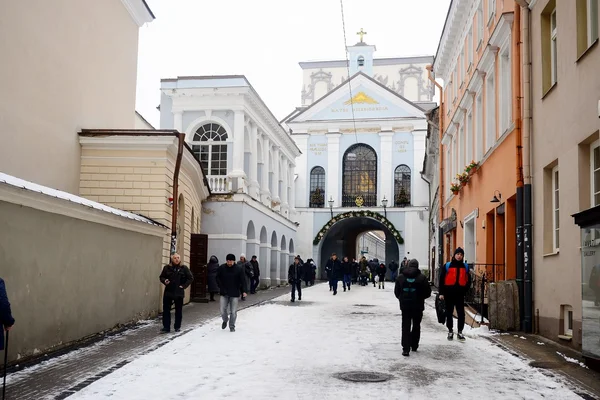 Vilnius stadsutsikt vit vintermorgon tid — Stockfoto