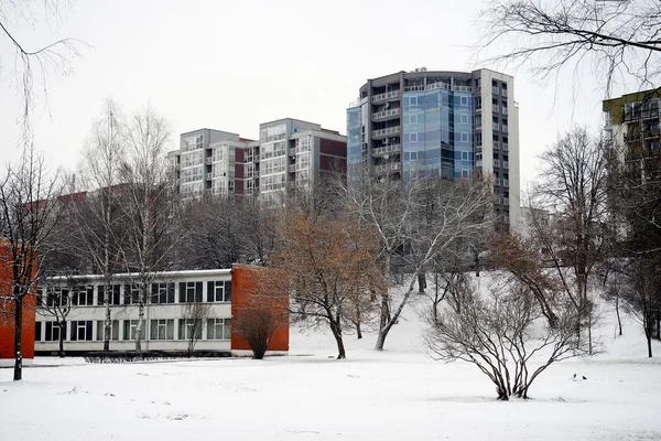 Зима в столице Литвы городе Вильнюсе Зирмунайском районе — стоковое фото