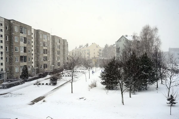 Зима в столице Литвы Вильнюсе Пасилайчском районе — стоковое фото