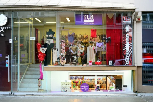 Lingerie shop in Vilnius old city street — Stock Photo, Image