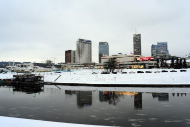 Vilnius kış gökdelenler sabah saat Panorama