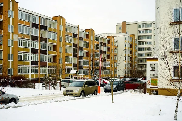 Зима в столице Литвы Вильнюсе Пасилайчском районе — стоковое фото