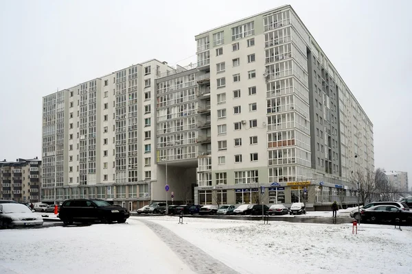 Inverno na capital da Lituânia Vilnius cidade distrito de Pasilaiciai — Fotografia de Stock