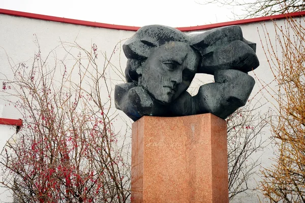 Monumento di Salomeja Neris nella città di Vilnius durante l'inverno — Foto Stock
