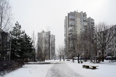 Litvanya Vilnius şehir Seskine bölgesinin başkenti kışın