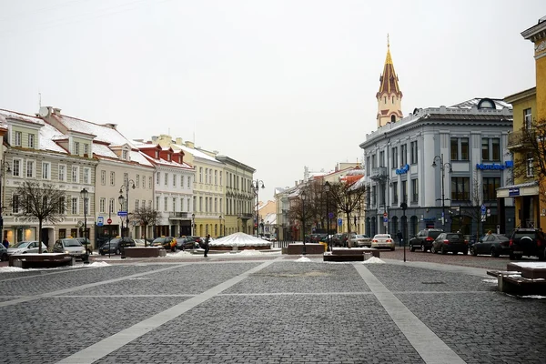 Vilnius vieux centre-ville hiver Hôtel de ville Vue sur la place — Photo