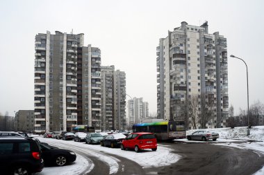 Litvanya Vilnius şehir Seskine bölgesinin başkenti kışın