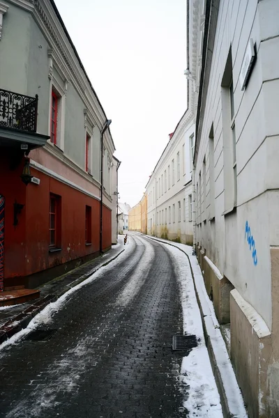 Vilna centro de la ciudad vieja vista de la calle invierno — Foto de Stock