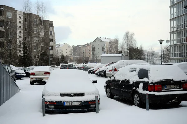 Inverno nella capitale della Lituania Vilnius città Pasilaiciai distretto — Foto Stock