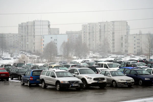 Inverno na capital da Lituânia Vilnius cidade distrito de Seskine — Fotografia de Stock