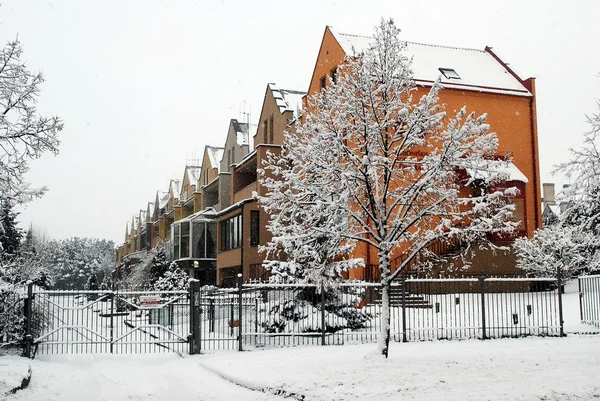 Зимний снегопад в столице Литвы Вильнюсе — стоковое фото