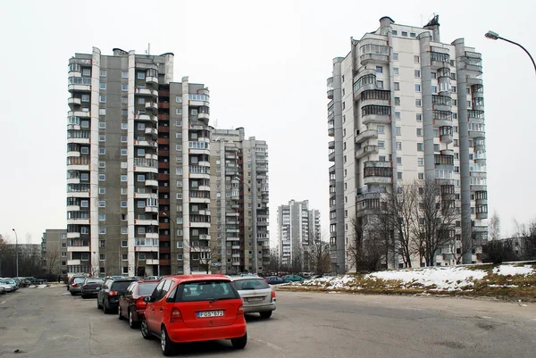 Vinter i Litauens hovedstad Vilnius bydistrikt Seskine – stockfoto