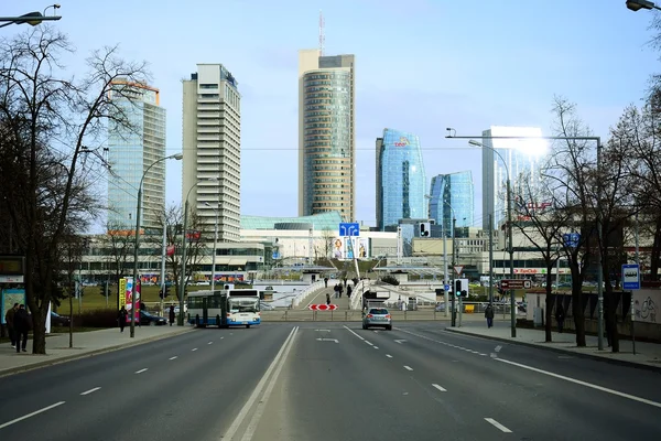 Vilnius city domy w centrum na 13 marca 2015 — Zdjęcie stockowe