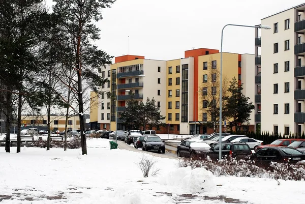 Inverno na capital da Lituânia Vilnius cidade Bajoru colinas distrito — Fotografia de Stock