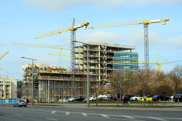 Budowa nowych domów w centrum miasta Wilno Litwa — Zdjęcie stockowe