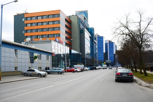 Vilnius city domy w centrum na 13 marca 2015 — Zdjęcie stockowe