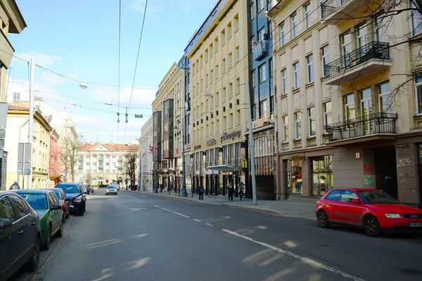 Vilnius stad Gediminas street på morgonen tid — Stockfoto