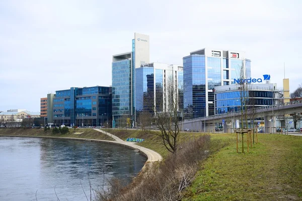 Vilnius stad huizen in centrum op 13 maart 2015 — Stockfoto