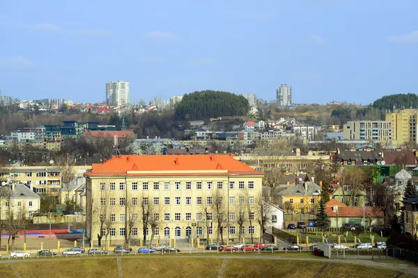 Wilna w Zverynas powiat widok wiosna antenowe — Zdjęcie stockowe