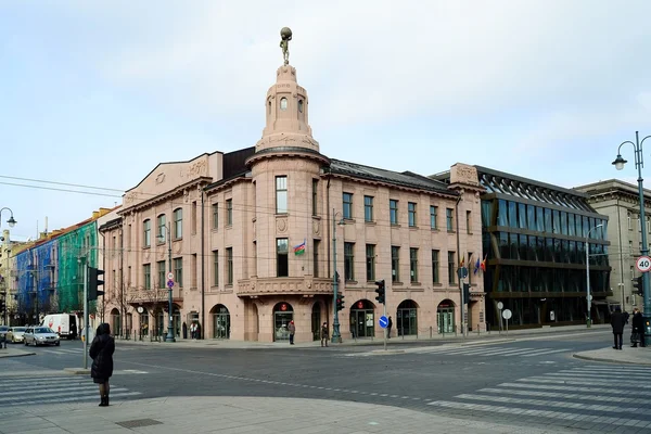 Vilna casas de la ciudad en el centro de marzo 13, 2015 — Foto de Stock