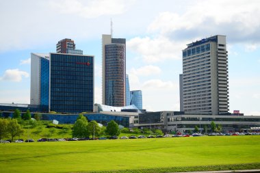 Vilnius şehir manzaralı Neris Nehri kurulu