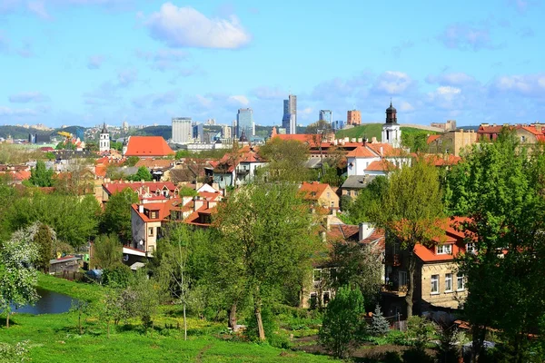 Vilnius město pohled z kopce na staré a nové město — Stock fotografie