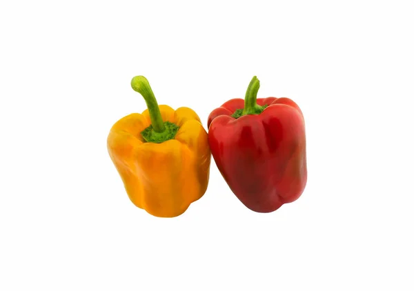 Pimentos Amarelos Vermelhos Sobre Fundo Branco Profundidade Total Campo Paprica — Fotografia de Stock