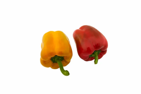 Peperoni Gialli Rossi Fondo Bianco Profondità Campo Completa Paprika — Foto Stock