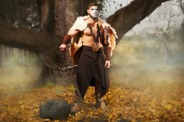 Bir kılıç ile bir kas eski savaşçı portresi